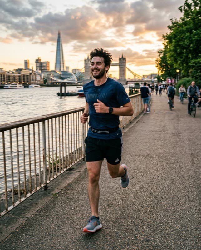 Marco läuft draußen und trackt sein Workout mit dyllo