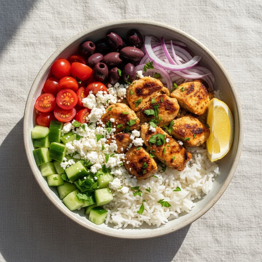 Greek Chicken Bowl with Feta and Olives