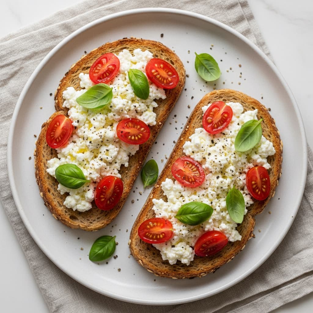 Cottage Cheese Toast with Tomato