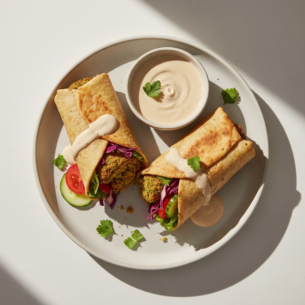 Falafel Wrap with Tahini and Vegetables