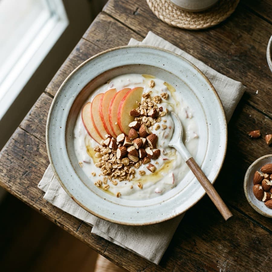 Soy Yogurt with Apple and Almonds