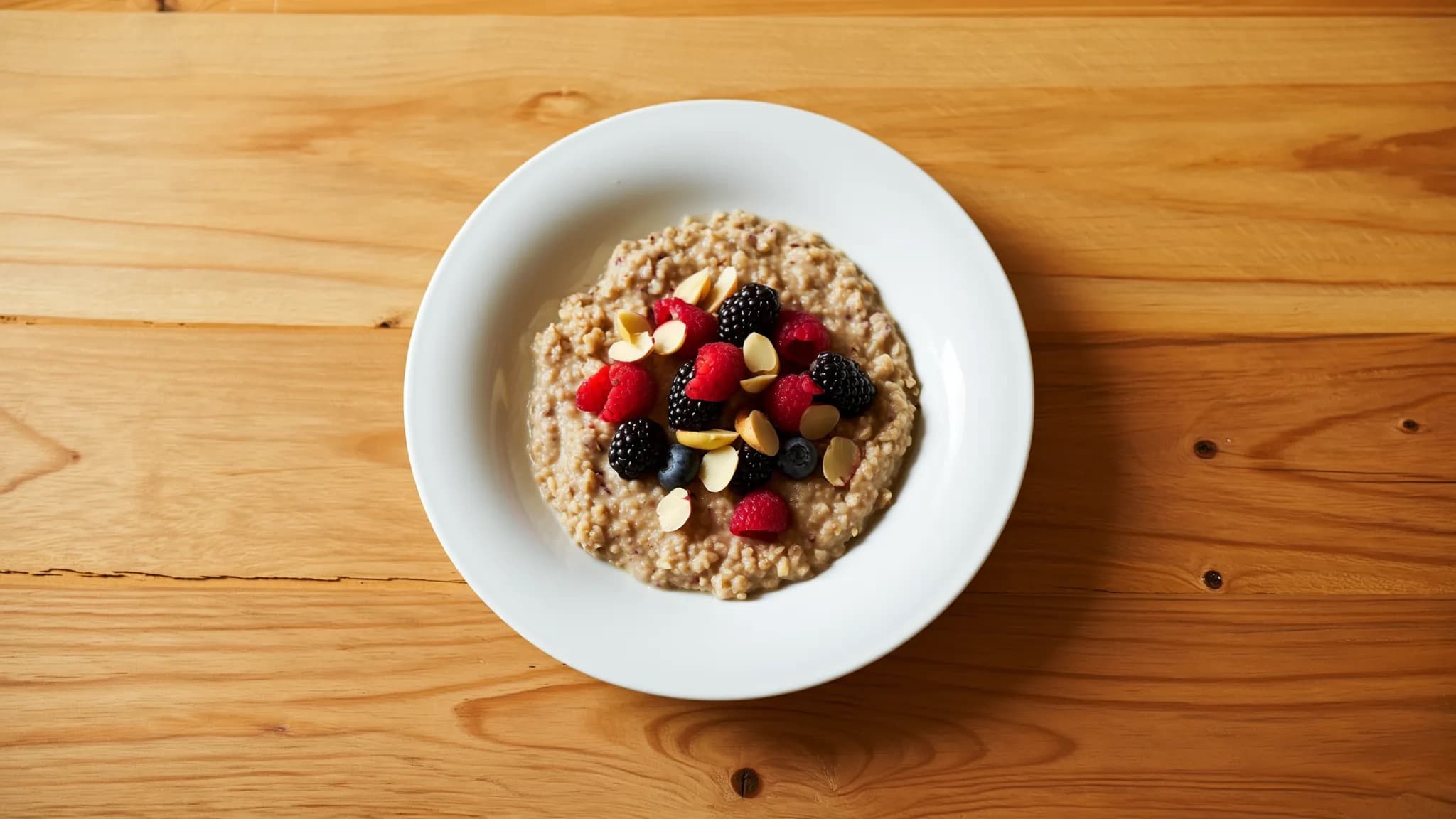 Oat Porridge with Hazelnut Butter and Mixed Berries