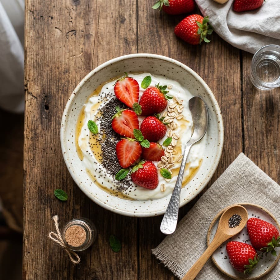 Greek Yogurt and Strawberry Snack