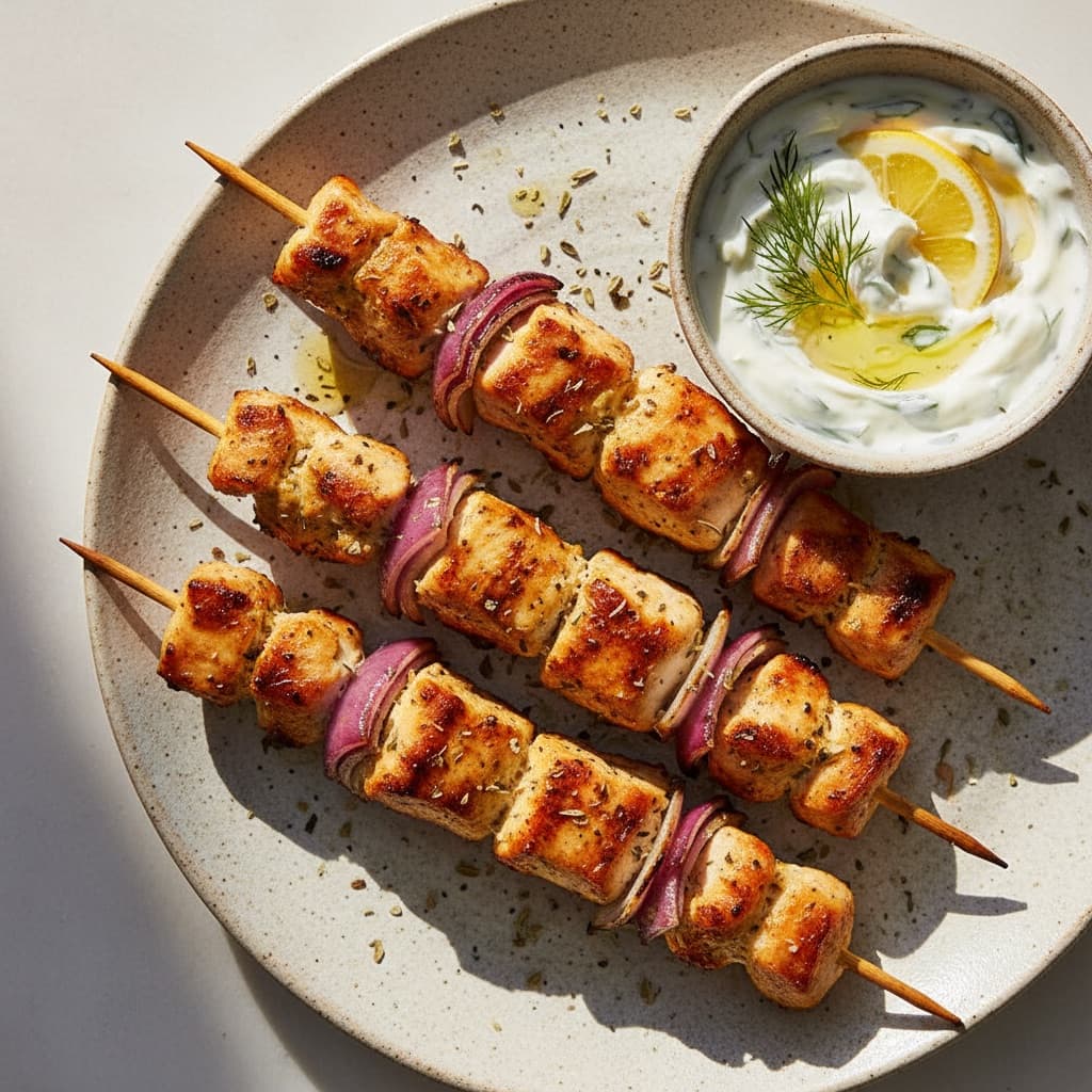 Greek Chicken Souvlaki with Tzatziki